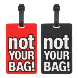 PATIKIL Luggage Tags (Not Your Bag), 2Pcs PVC Funny Travel Baggage Bag Tags Suitcase Identifier Labels for Women Men, Black/Red