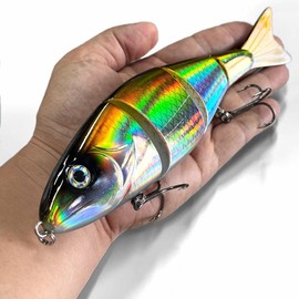 PROAOVAO 7.9" Saltwater Sinking Swimbait, Big Hard Fishing Bait, Sea Bass Musky Fishing Lures, Multi Jointed Trout Lures, Big Tuna Perch Pike Lures, Artificial Lures, Casting Lure Saltwater (Laser)