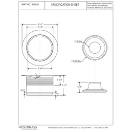 Westbrass D2105-12 3-1/2" EZ-Mount Brass Kitchen Sink Waste Disposal Drain Flange and Stopper, Oil Rubbed Bronze