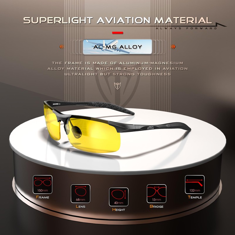 ATTCL Men's Night Driving Glasses: Night Time Driving Glasses for
