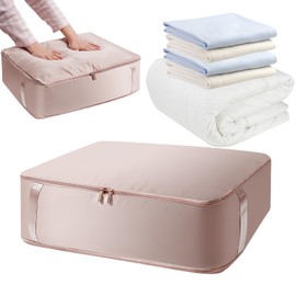 Compression Storage Bags - 54L Ultra Space Saving Self Compression Organizer, Space Saving Compression Bag for Storage with Handle for Comforters, Clothes, Blankets (Pink, L, 52x42x25cm)