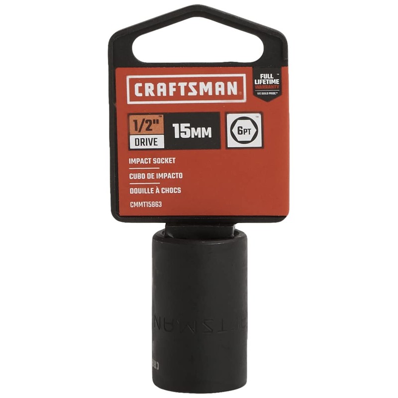 CRAFTSMAN Shallow Impact Socket, Metric, 1/2-Inch Drive, 15mm (CMMT15863)