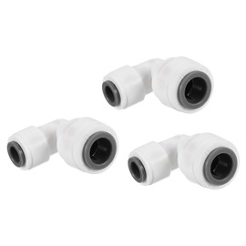 PATIKIL 3/8" to 1/4" Push to Connect Elbow Fittings, 5 Pack 90 Degree Reducing Water Line Fitting for RO Water System, White