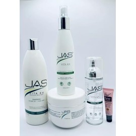 JAS Vita Rx Nourishing Shampoo Jojoba Oil + Aloe Vera 16 Oz, Conditioner 16 Oz, Hydrating Mist 8 Oz & Styling Serum Jojoba Oil 5 oz "Free Starry Sexy Kiss Lip Plumping 10 Ml"