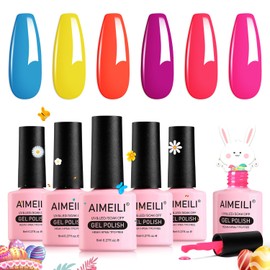 AIMEILI Gel Nail Polish Soak Off U V LED Hema Free Neon Gel Polish Colors for Nail Art DIY Gel Nail 6 x 8 ML-Kit Set 11