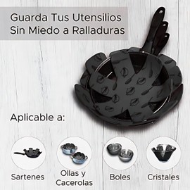 Non-Slip Pot and Pan Protector - Pot Separator for Protection of Paella Dishes Kitchen Utensils Casseroles and Crockery (Black)