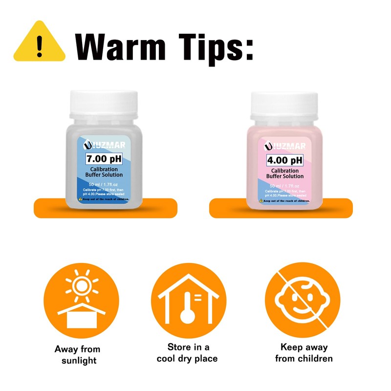 UIUZMAR Replacement pH Probe with pH Calibration Solution(4.00&7.00) for Spear