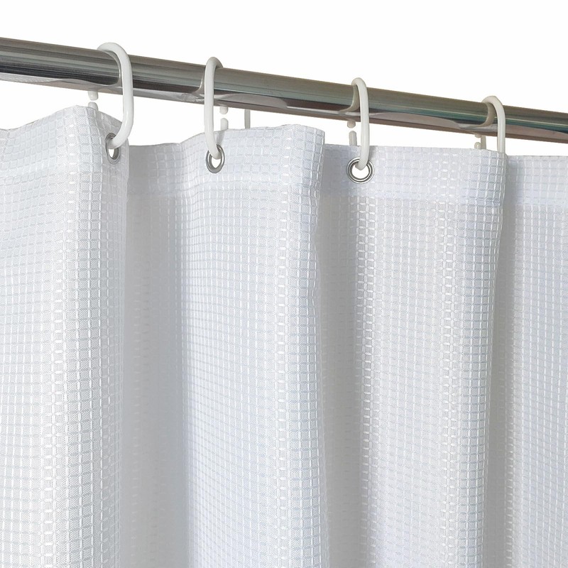 YISURE Short Shower Curtain 59 Inch Length, White Waffle Textured