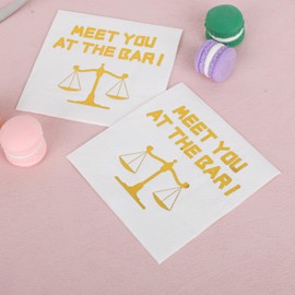 50 Pack of Gold and White Meet You At The Bar Paper Cocktail Napkins,Law School Funny Graduation Napkins,Class of 2025 Law School Graduation Party Decorations