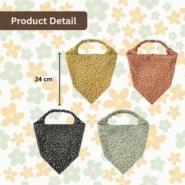 LynixTrade 4Pcs Bandana Headband, Hair Bandana With Floral Pattern, Bandanas for Women, Thin Chiffon Head Scarf Green Yellow Orange Black Hair Scarf for Women