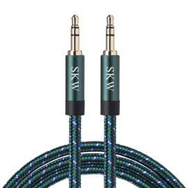 SKW Aux Cable 3.5 mm Audio Cable (Hi-Fi Sound), 3.5 mm Jack Plug to 3.5 mm Jack Plug, Audio Jack Cable, Headphone Cable (2 m, Green)