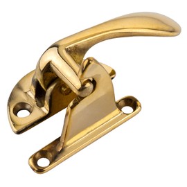 Brass Offset Right Cabinet Door Lever Latch and Catch | Antique Cabinet, Vintage Cupboard Reproduction Hardware | UA-115-HLPB