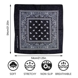 Bandana Head Scarf for Men and Women, 3 Pieces Multi-purpose Hair Scarf, Paisley Print Unisex Headwraps, Premium Cotton Stylish & Versatile Paisley Bandana, for summer, winter and sports, Multicolor