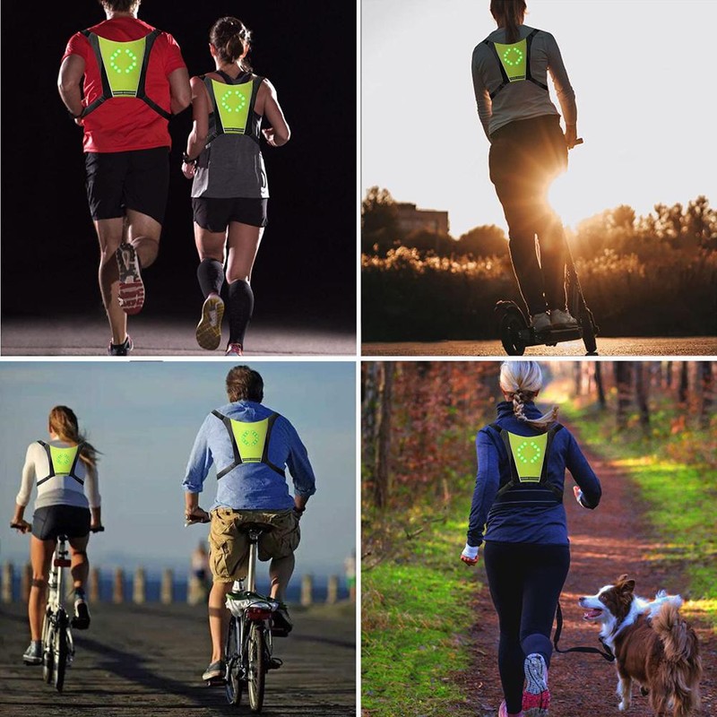 Reflective Cycling Vest with Rechargeable LED Direction Indicator Remote Control