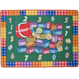 Kids Rug Building Bridges Area Rug 5'x7' (Approx : 4'11" X 6' 10") Non Slip Gel Backing