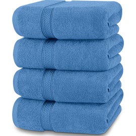 Utopia Towels 4 Pack Premium Bath Towels Set, (27 x 54 Inches) 100% Ring Spun Cotton 600GSM, Lightweight and Highly Absorbent Quick Drying Towels, Perfect for Daily Use (Electric Blue)