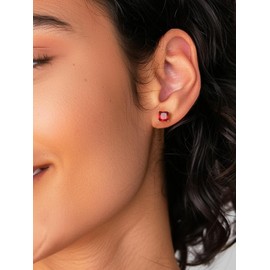 Silver Stud Earrings Red Earrings Birthstone Gifts Ruby Earrings Ladies Silver Earrings Birthstone Earrings for Women Studs