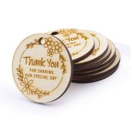Summer-Ray 50 Round Wooden Thank You for Sharing Our Special Day Wedding Favours Tags Thank You Tags