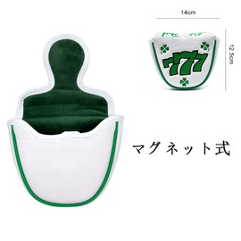 Golf Headcover Putter Cover Magnetic Closure Mallet Odyssey 2 Ball Tailor Made Spider Putter Clover 777 (White for Mallet)