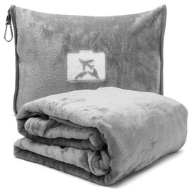 2-in-1 Travel Blanket & Travel Pillow with Zip, Multifunctional Pillow, Soft & Warm Plane Blanket, Cuddly Blanket, Pillowcase, Compact Blanket for Plane, Car, Office, Travel, 127 x 152 cm