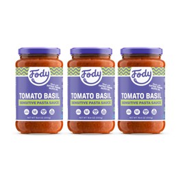 Fody Foods Tomato Basil Pasta Sauce, 19.4 Oz (Pack of 3), Garlic and Onion Free, Low FODMAP Certified, Gut & IBS Friendly, Vegan, Non-GMO, Gluten Free, Kosher