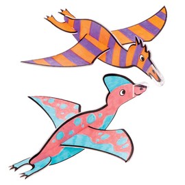 Baker Ross AW579 Make Your Own Dinosaur Flying Gliders, Arts and Crafts for Kids to Colour in, Party Bag Fillers, Games and Prizes (Pack of 8), White