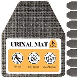Urinal Mats (8 Pack) - Aimissk Non-Disposable Bathroom Urinal Mat, Toilet Urinal Floor Mats, Water Absorption Splash Mats, Commercial Pee Pad for Men's Restroom(Dark Gray)