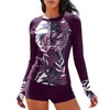MISSVOG Women Two Piece Rash Guard Long Sleeve Half-Zipper UPF