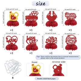 8 Pcs Valentine's Day Decorations Happy Valentine's Day Honeycomb Centerpieces Valentines Day Party Decorations