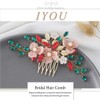 IYOU Bridal Wedding Hair Comb Flower Red Bride Headpiece Crystal