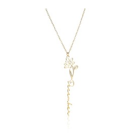 Pingyongchang Custom Birth Flower Name Necklace 18K Gold Plated Floral Name Necklace Gifts for Women -Dec Poinsettia