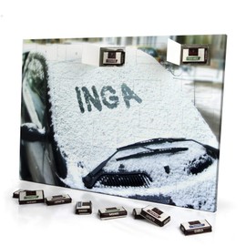 printplanet - Adventskalender mit Namen Inga - gefüllt mit Schokoladen-Füllung - personalisiert mit Namens-Motiv Autoscheibe - Schoko-Kalender, Weihnachtskalender