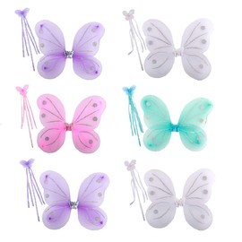 kilofly 6 Sets Princess Fairy Wings Butterfly Angel Costume Dress Up Role Play
