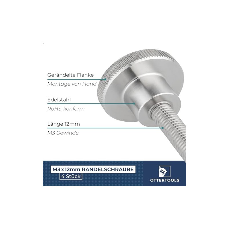 Ottertools - Thumb Screw DIN 464 | Thread: M3 x
