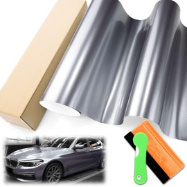 Super Gloss Metallic Shadow Gray Automotive Vinyl Wrap Car Vehicle Bubble Free Air Release 12"x60" (1FTx5FT)