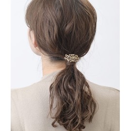 Vingtaine H7332 Leaf Motif Pony Hook Hair Elastic Hair Cuffs Hair Cuffs Adult, gold (hair cuff)