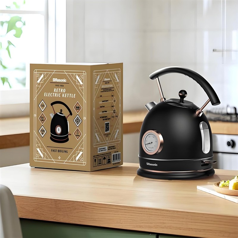 Rasonic Retro Electric Kettle Stainless Steel, 1.8L Tea Water Boiler,