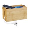 Relaxdays Bamboo Cable Box, Multi-Purpose, Compact, Universal, Practical Cable Management,