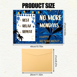 Retirement Farewell Card, 15.75x10.63in Extra Large Deep Blue Jumbo Farewell Greeting Card Big Oversize Goodbye Going Away Cards with Envelope for Coworkers Boss Teacher Colleague Friend Family