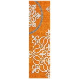 Addison Rugs Chantille ACN874 Orange 2'3" x 7'6" Indoor/Outdoor Hallway Runner Rug, Machine Washable, Stain Resistant, Easy Clean, Non Shedding, for Kitchen, Bathroom, Laundry and Bedroom