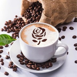 SRJQXH Coffee Stencils for Stainless Steel, Pack of 6 Cappuccino Stencils for Cocoa Powder, Coffee Accessories, Exquisite Pattern, Smooth and Beautiful, Suitable for Coffee, Cakes and Baked Goods