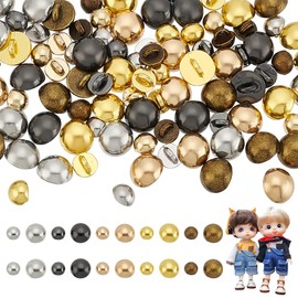 FINGERINSPIRE 100PCS Mini Domed Mushroom Alloy Buttons 5 Colors 4x3.5mm/6x4.5mm Micro Alloy Sewing Dome Buttons with 1 Hole Small Half Round Shank Blazer Buttons for DIY Craft Sewing Small Clothing