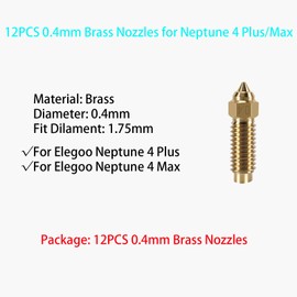 KOYOFEI - 12 boquillas de latón para Neptune 4 Plus, piezas de impresora 3D de alta velocidad de 0,4 mm, kit de boquillas de latón para ELEGOO Neptune 4 Plus, Neptune 4 Max