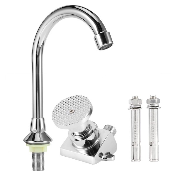 Bar Sink Faucet,Water Faucet, Brass Floor Mounted Foot Pedal Tap, G1/2 in Thread Faucet Kits, Water Pedal Control Switch Faucet Adapterfor High Grade Hotel Food Factories Hospitals with Strict Hygiene