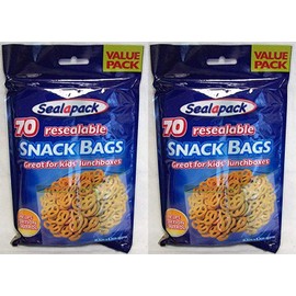 4 x 70 Resealable Food Snack Bags - Lunchboxes Picnics School