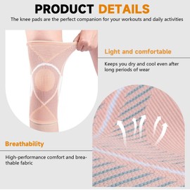 NuVigor 2 Pack Knee Support Brace for Men & Women, Knee Compression Sleeve, Compression Sleeves for Meniscus Tear, Joint Pain, ACL, MCL, Arthritis, Tendonitis, Sports, Ligament Injury, Running, Squats