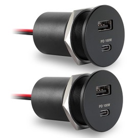 Acegoo - Cargador de coche de 118 W y 12 V USB de 100 W tipo C, 18 W QC3.0 USB-A, enchufe de carga rápida de doble puerto, accesorios de cargador de coche de repuesto para caravana, remolque, camión