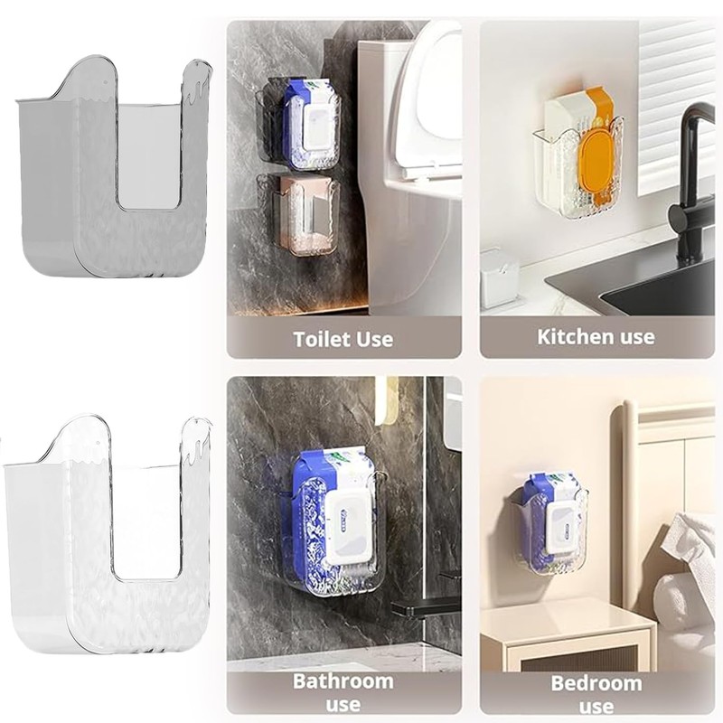 WEZCHUGHAOL 2Wet Wipes Dispenser, Kitchen Storage, No Punching Holder, Wall