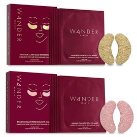 Gold Under Eye Patches | WANDER BEAUTY BAGGAGE CLAIM | Under Eye Mask, Brightens Dark Circles, Hyaluronic Acid Eye Mask - Puffy Under Eye Bags, Fine Lines, Wrinkles, Dullness, Hydrates, Moisturize (2 Pack - Contains 6 Pairs of Rose Gold and 6 Pairs of Go