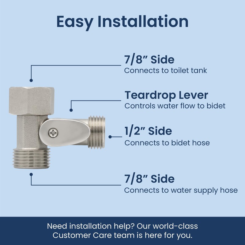 LUXE Bidet 7/8" x 7/8" x 1/2" Shut-Off Valve T-Adapter